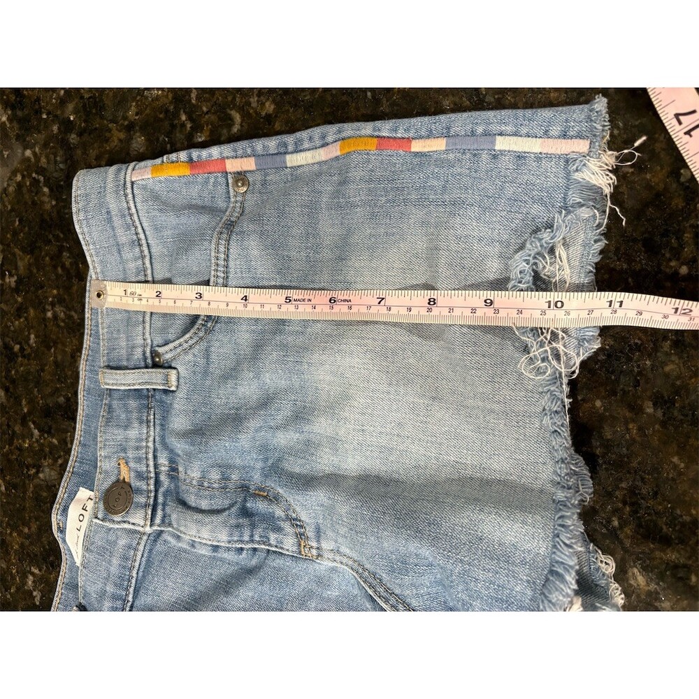 LOFT Denim Cut-Off Shorts Womens Size 8 Light Wash Rainbow Side Stripe - Picture 10 of 11